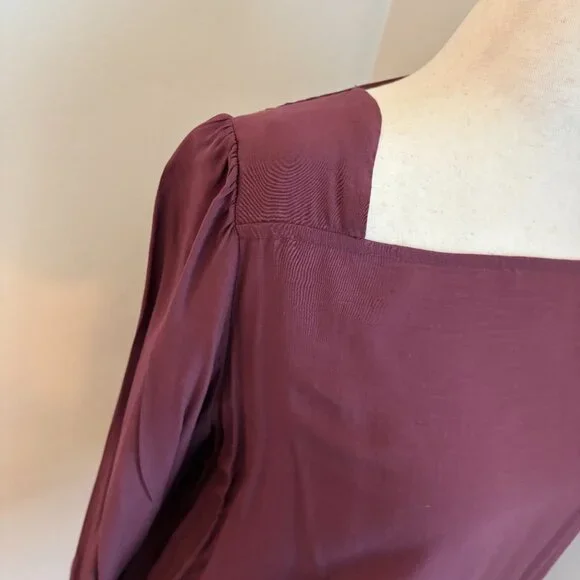 LOFT Mauve Square Neck Blouse Long Sleeve Women's Large - Picture 4 of 9